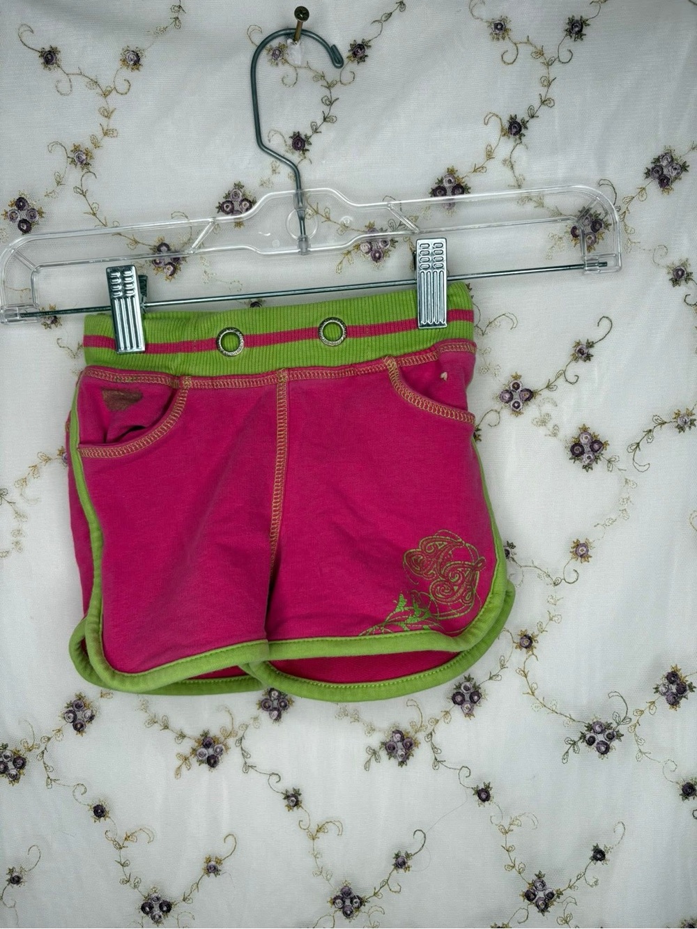 Apple Bottoms Hot Pink Shorts with Lime Green Trim